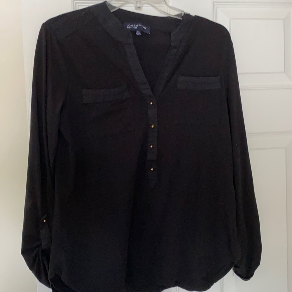 black jones ny top with gold details